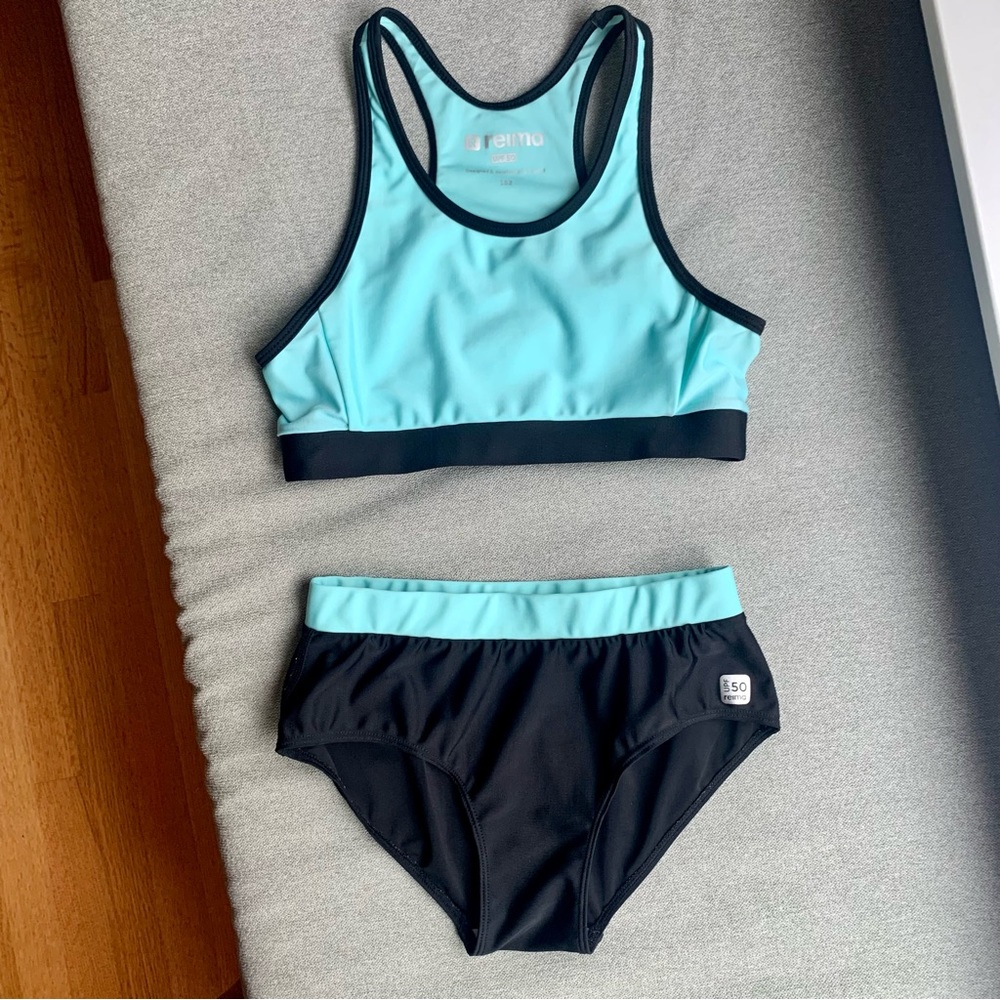Girls turquoise and black bikini